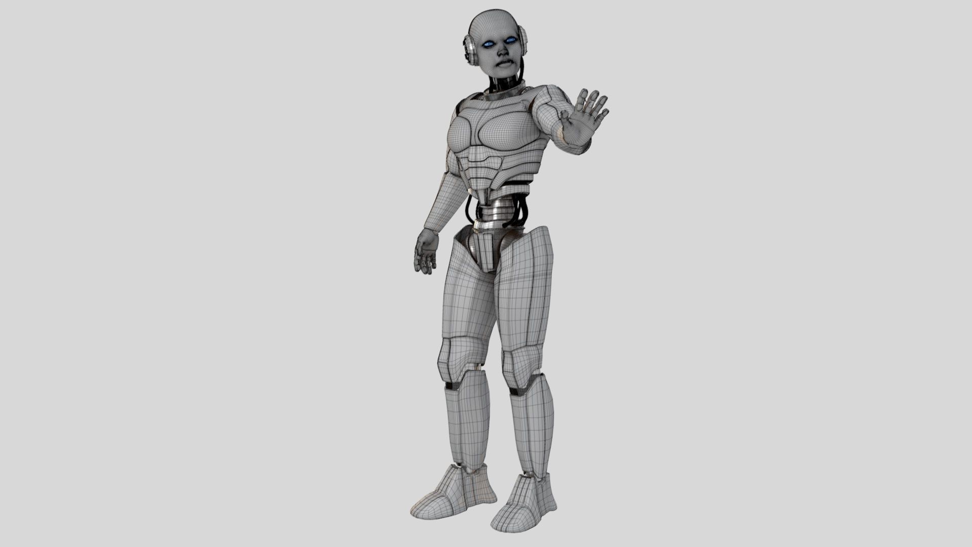 Cyborg white 3D model_8