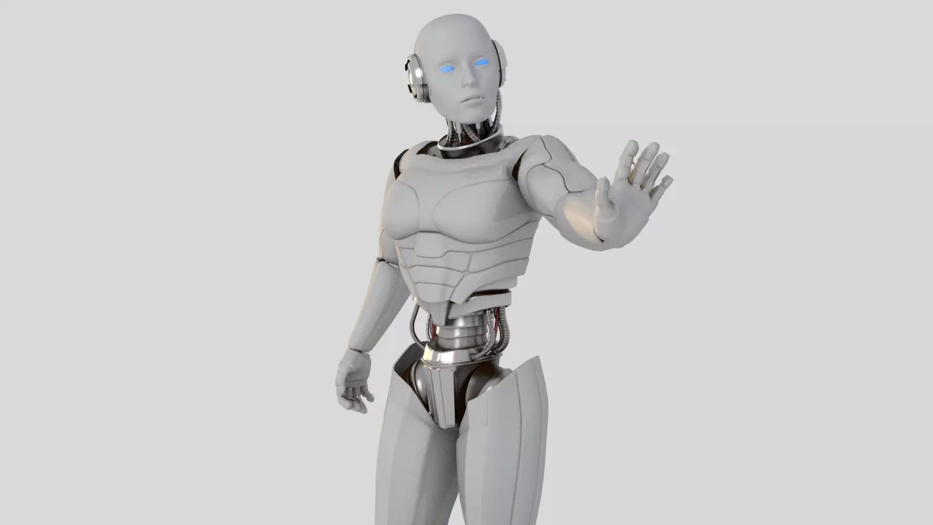 Cyborg white 3D model_0