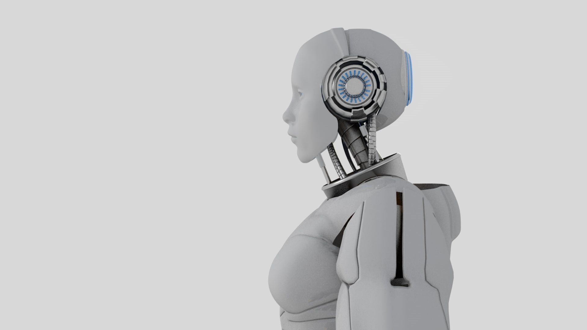 Cyborg white 3D model_3