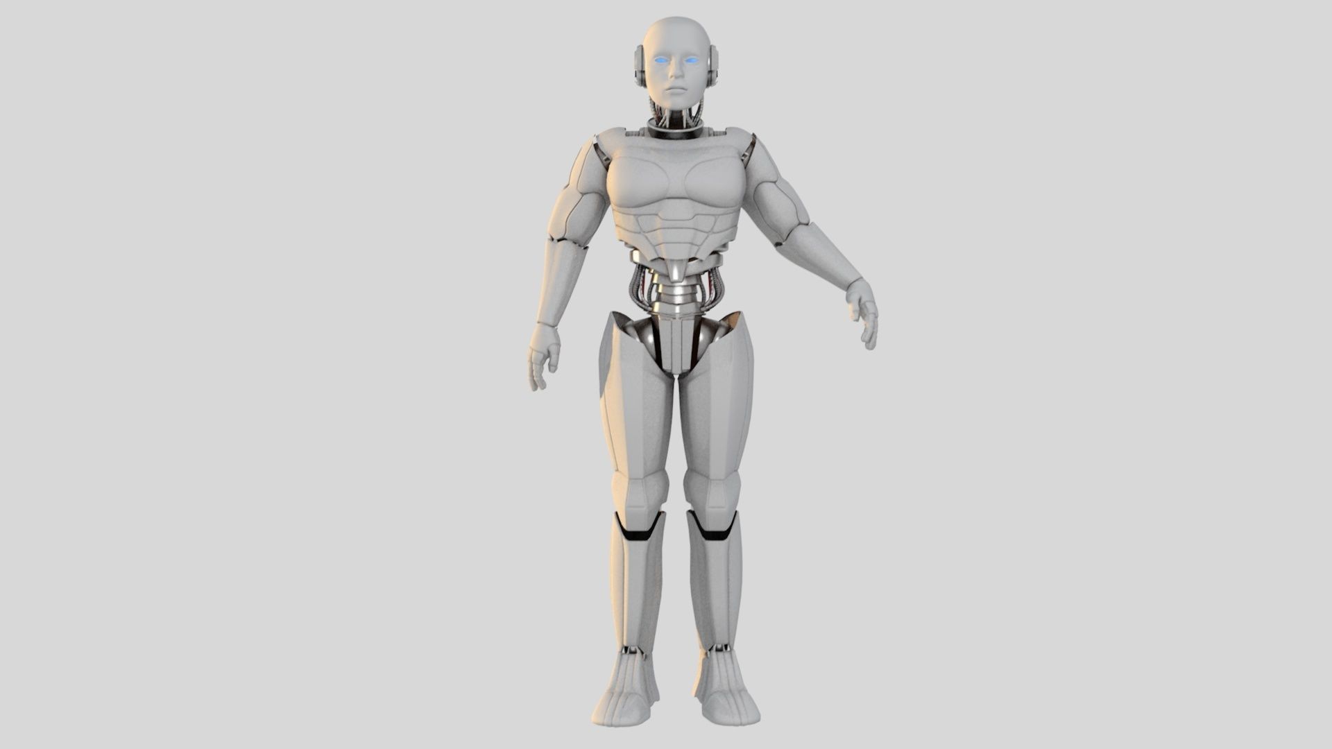 Cyborg white 3D model_10
