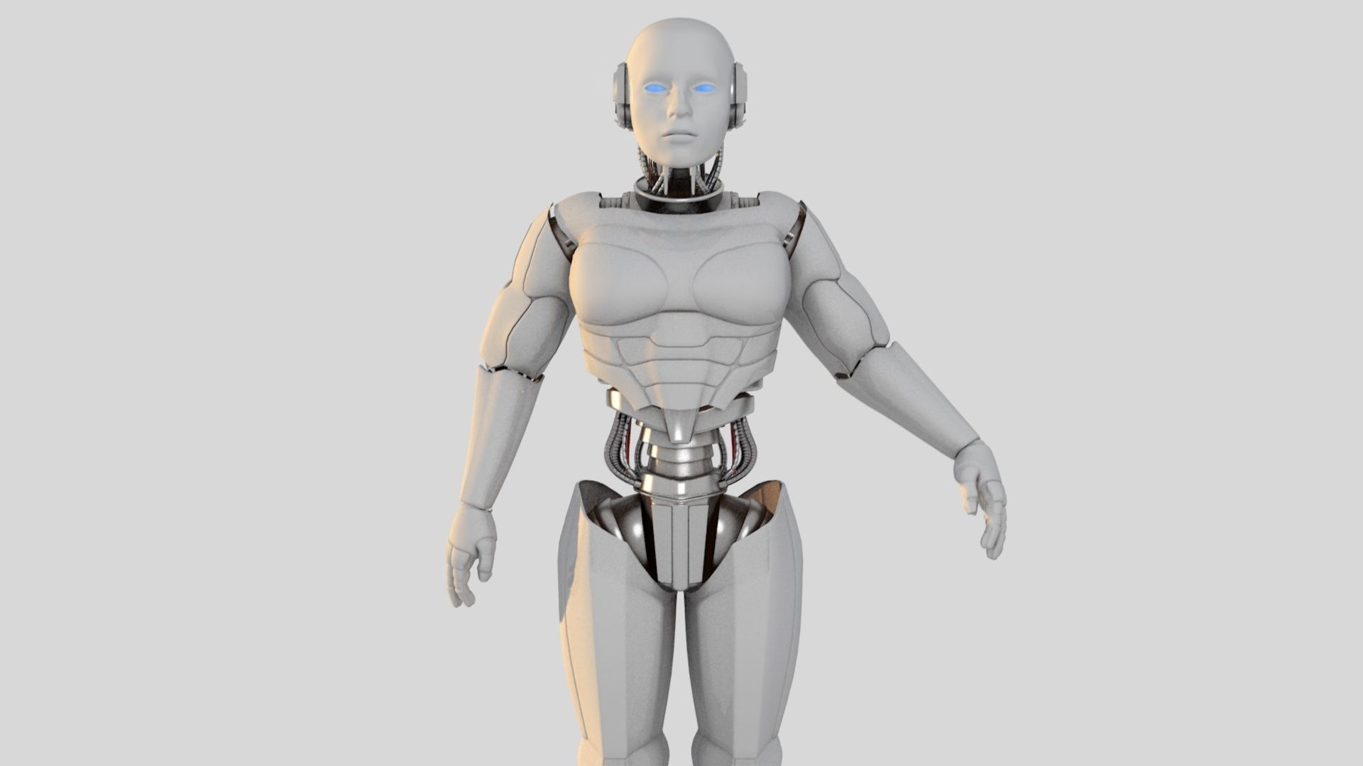 Cyborg white 3D model_1