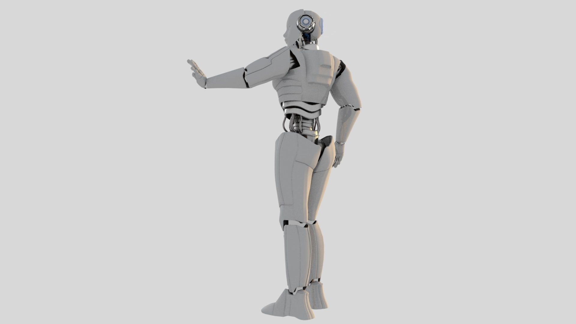 Cyborg white 3D model_7