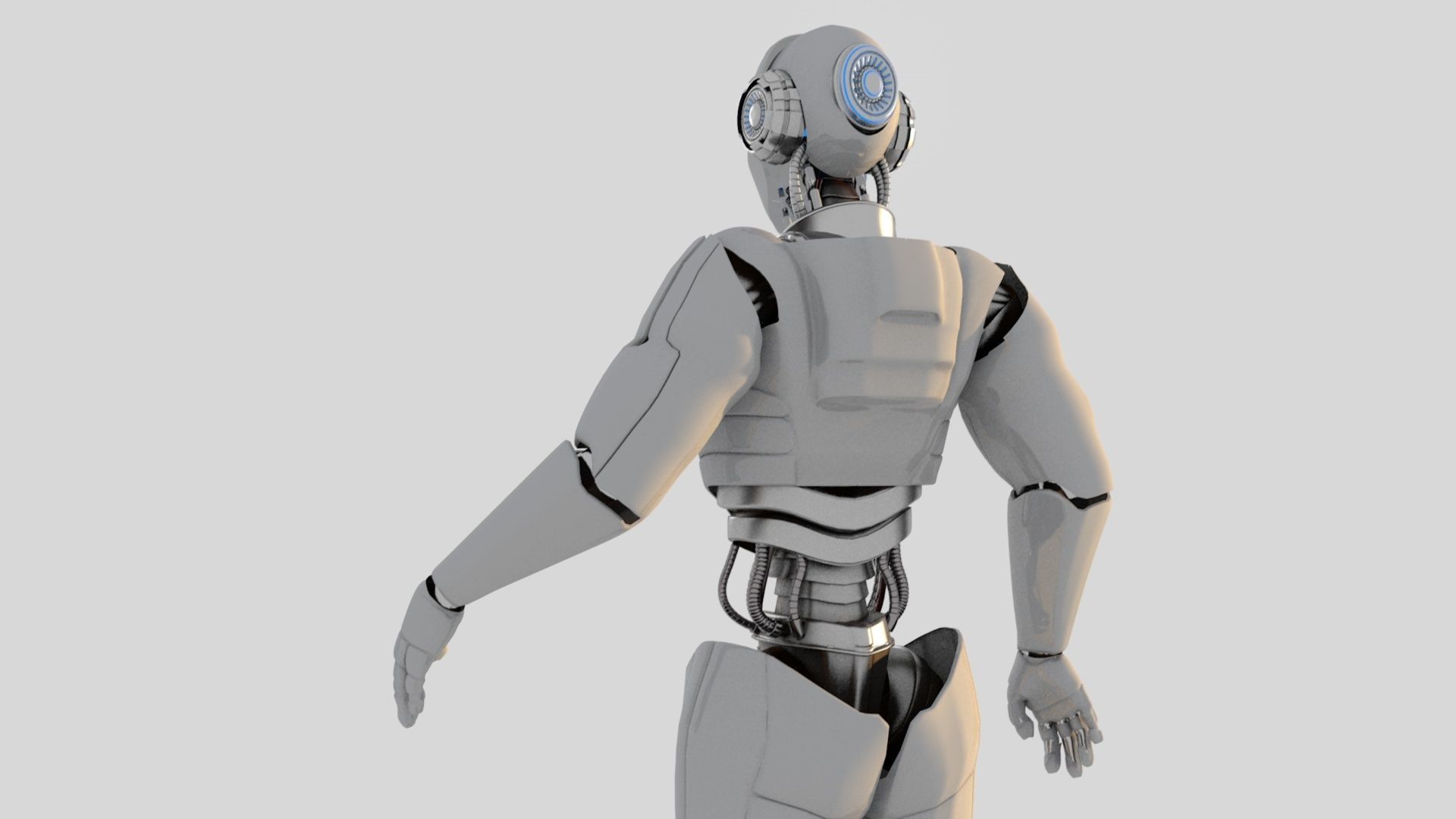 Cyborg white 3D model_5