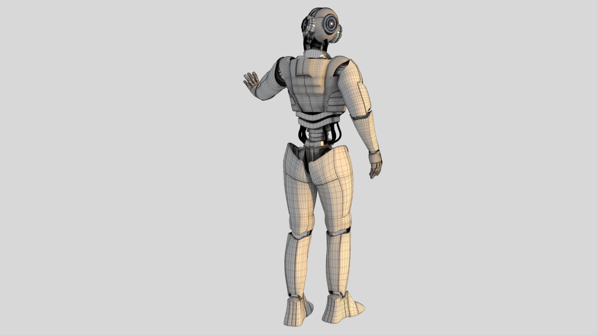 Cyborg white 3D model_9