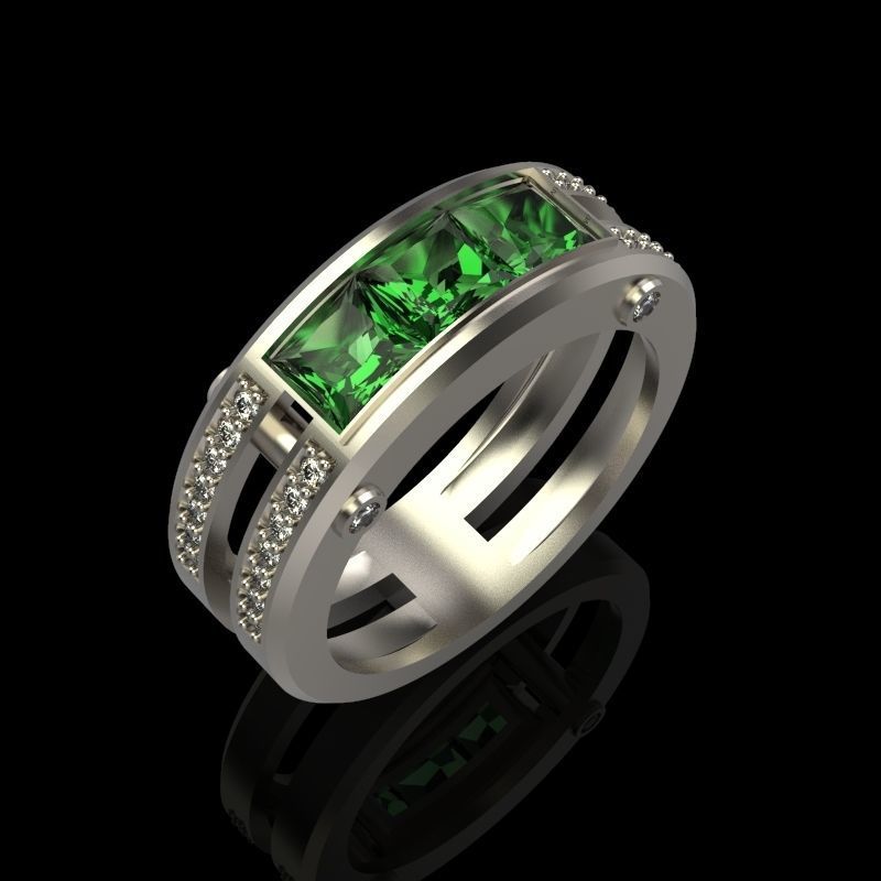 wedding engagement women  ring with gems and diamonds 3dm stl  3D print model_5