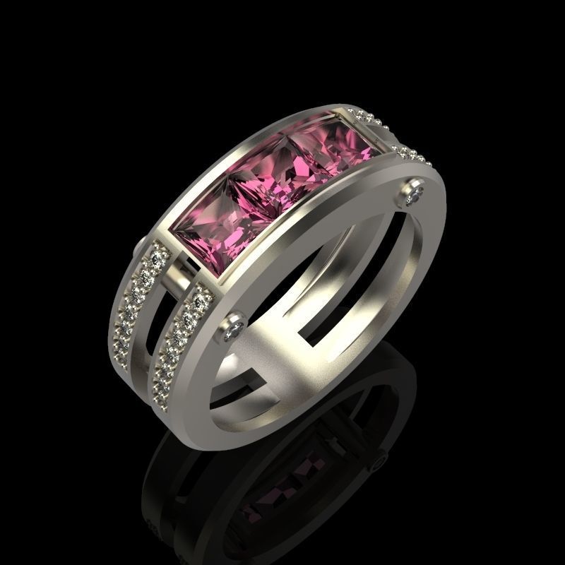 wedding engagement women  ring with gems and diamonds 3dm stl  3D print model_7