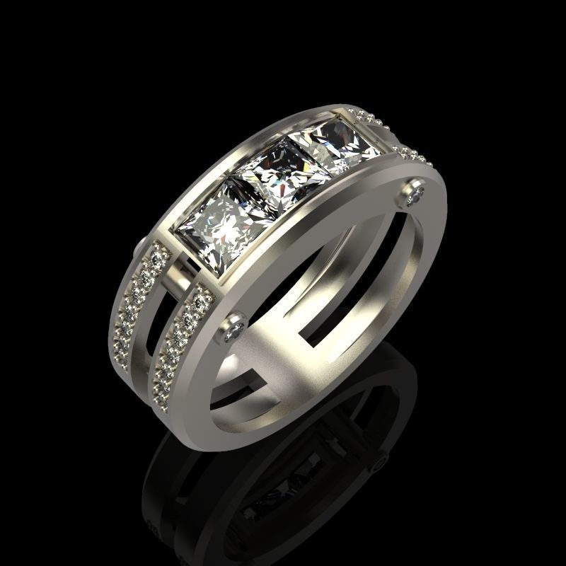 wedding engagement women  ring with gems and diamonds 3dm stl  3D print model_8