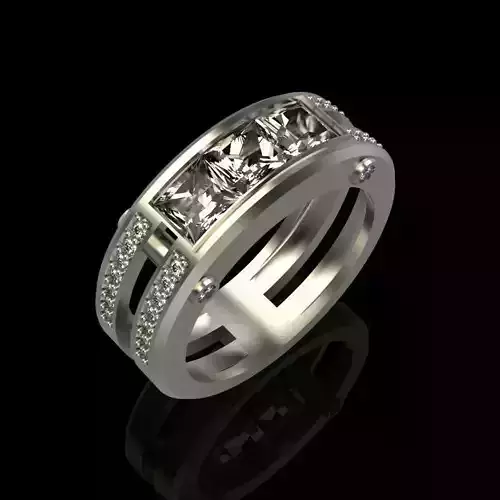  wedding engagement women  ring with gems and diamonds 3dm stl  3D print model