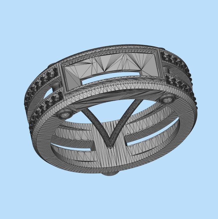 wedding engagement women  ring with gems and diamonds 3dm stl  3D print model_18