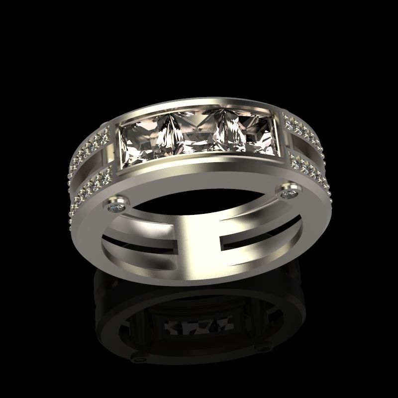 wedding engagement women  ring with gems and diamonds 3dm stl  3D print model_1