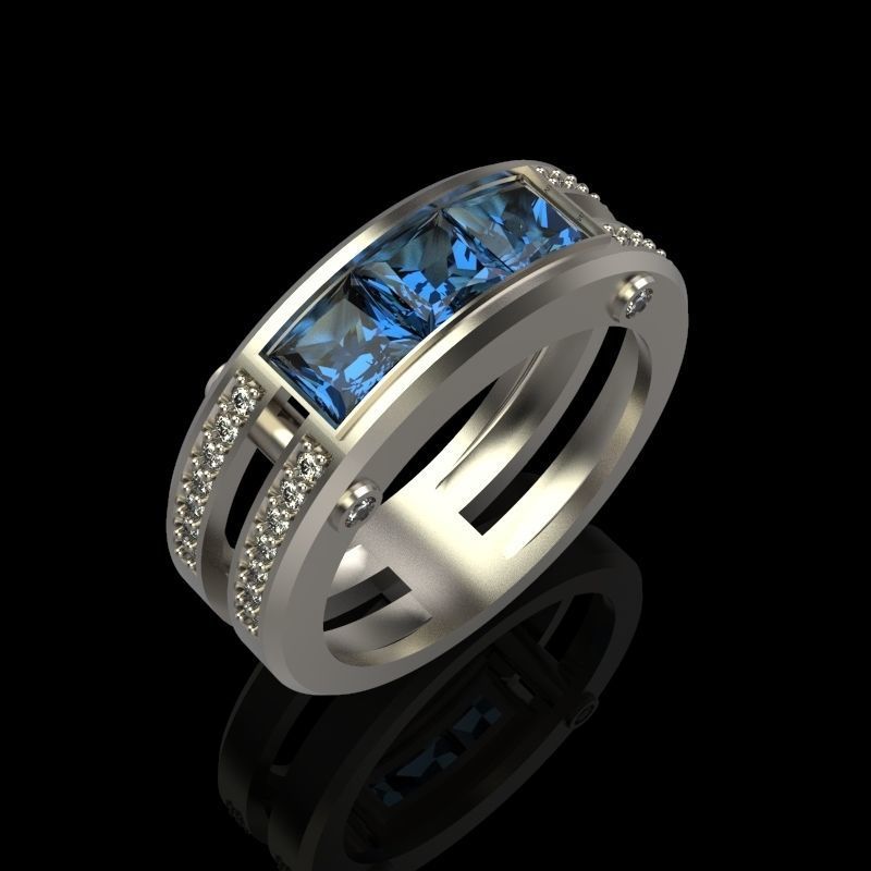 wedding engagement women  ring with gems and diamonds 3dm stl  3D print model_4