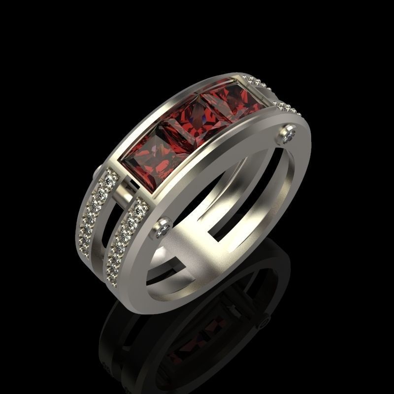 wedding engagement women  ring with gems and diamonds 3dm stl  3D print model_2