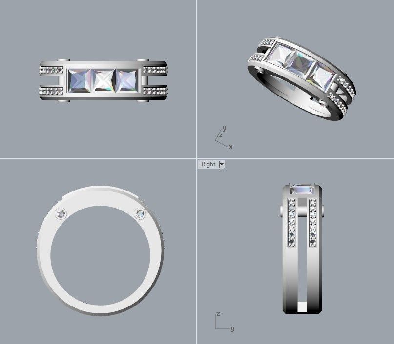 wedding engagement women  ring with gems and diamonds 3dm stl  3D print model_16