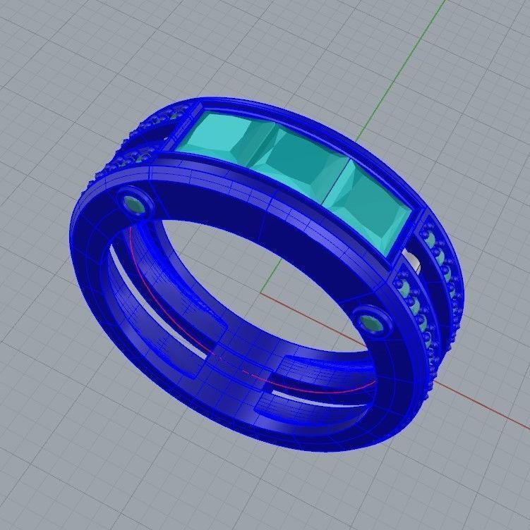 wedding engagement women  ring with gems and diamonds 3dm stl  3D print model_15