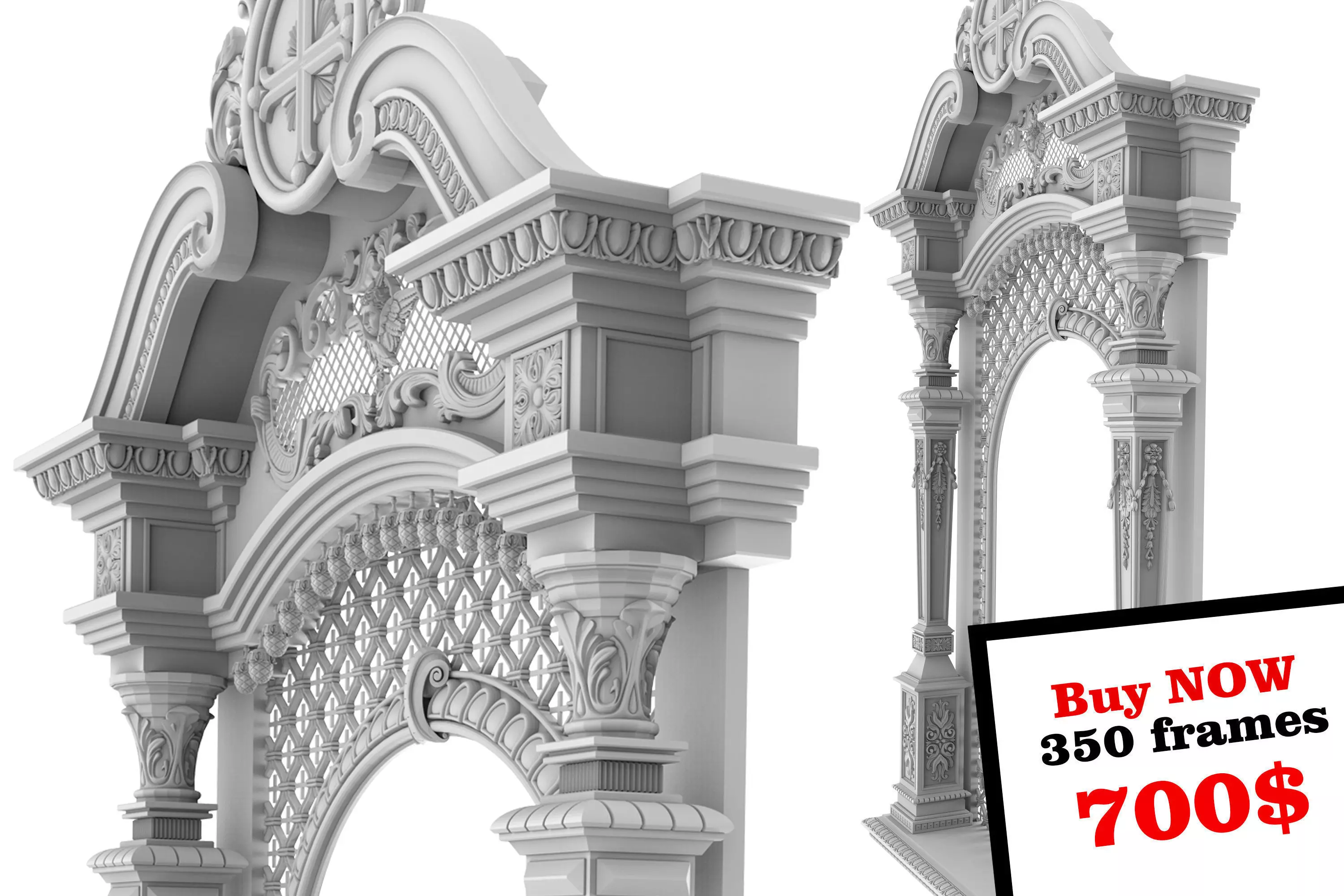 Frame 7 arched window 3D print model_0