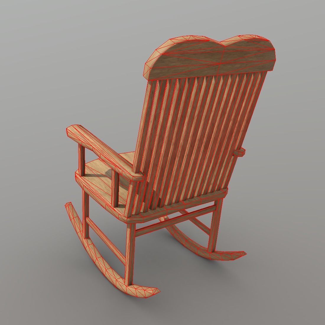Rocking Chair Low-poly 3D model_8