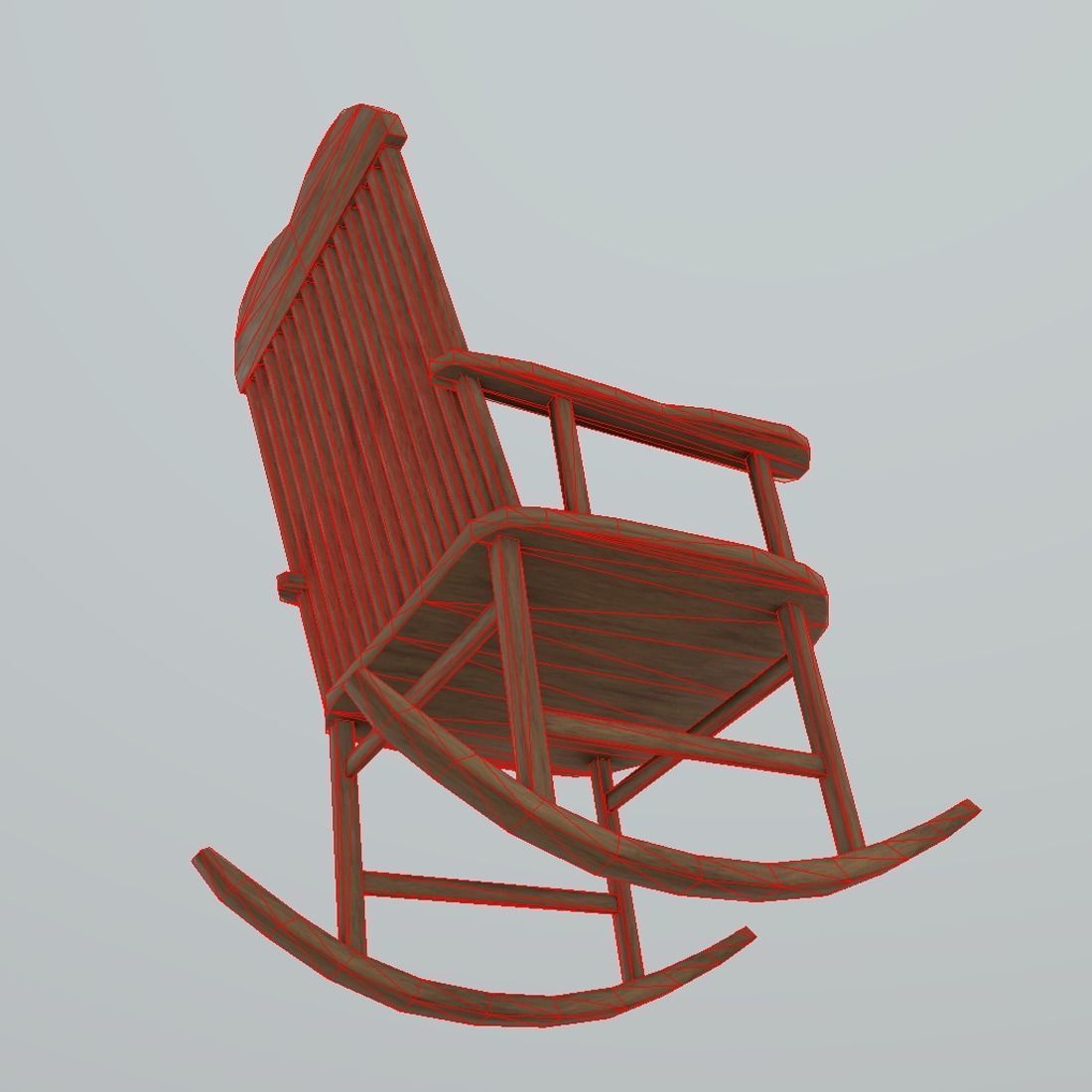Rocking Chair Low-poly 3D model_9