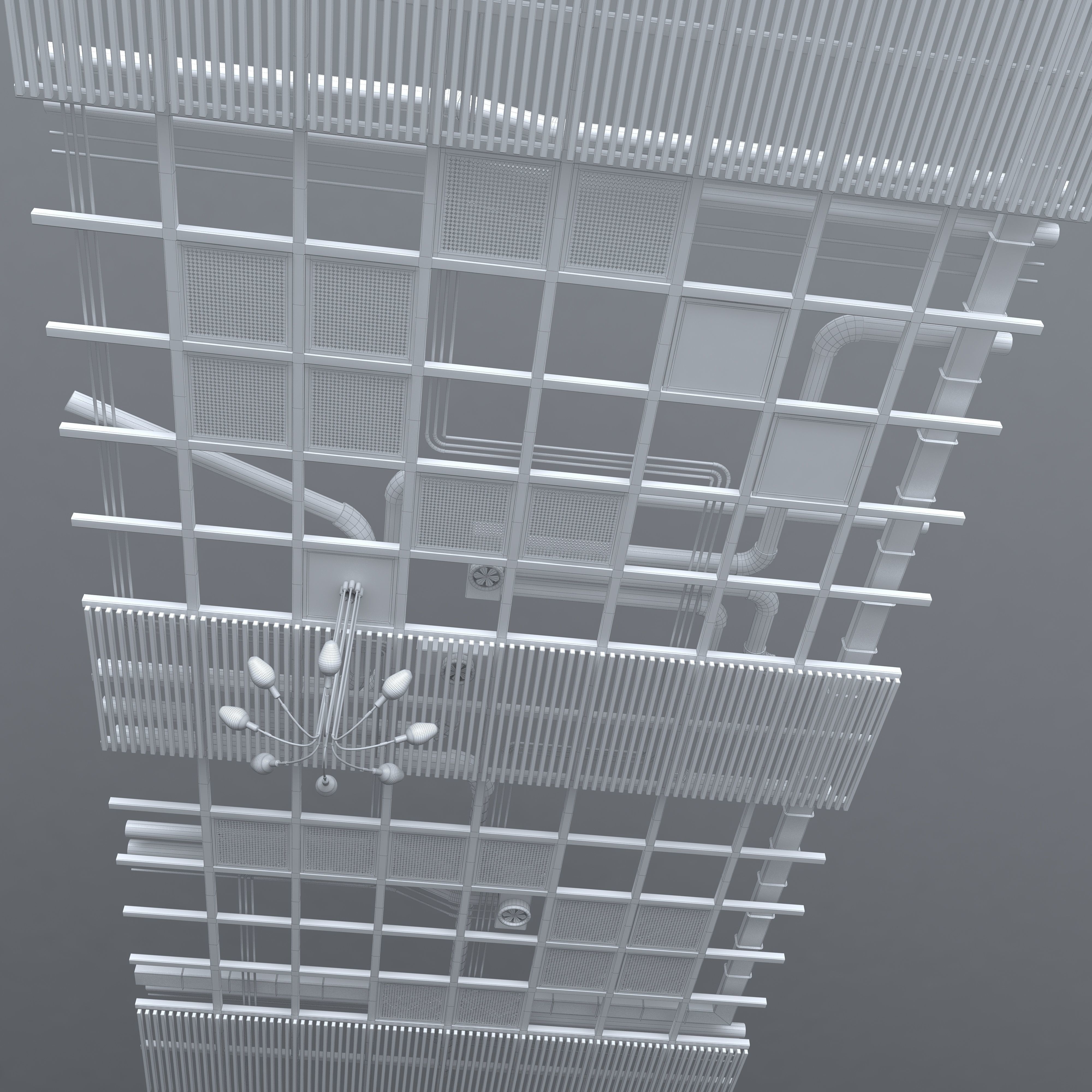 Pipes industrial ceiling 3D model_4
