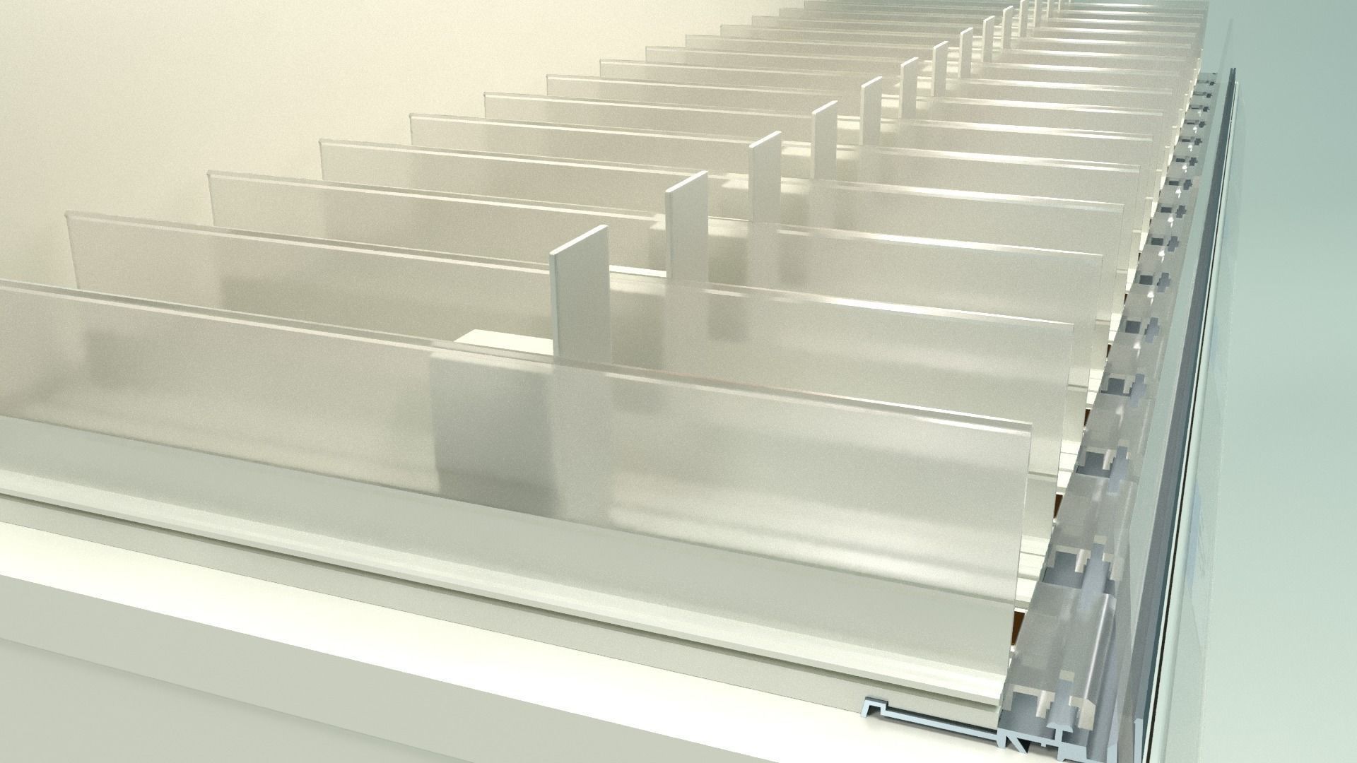 Supermarket Gondola with pusher system 3D model_6