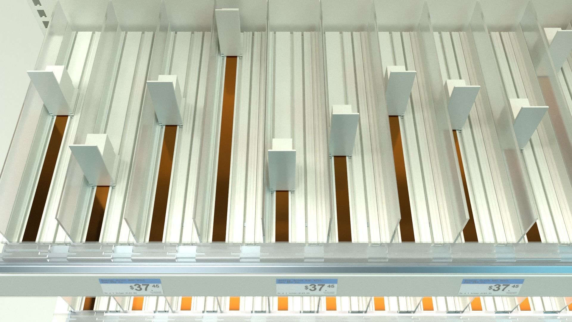 Supermarket Gondola with pusher system 3D model_7