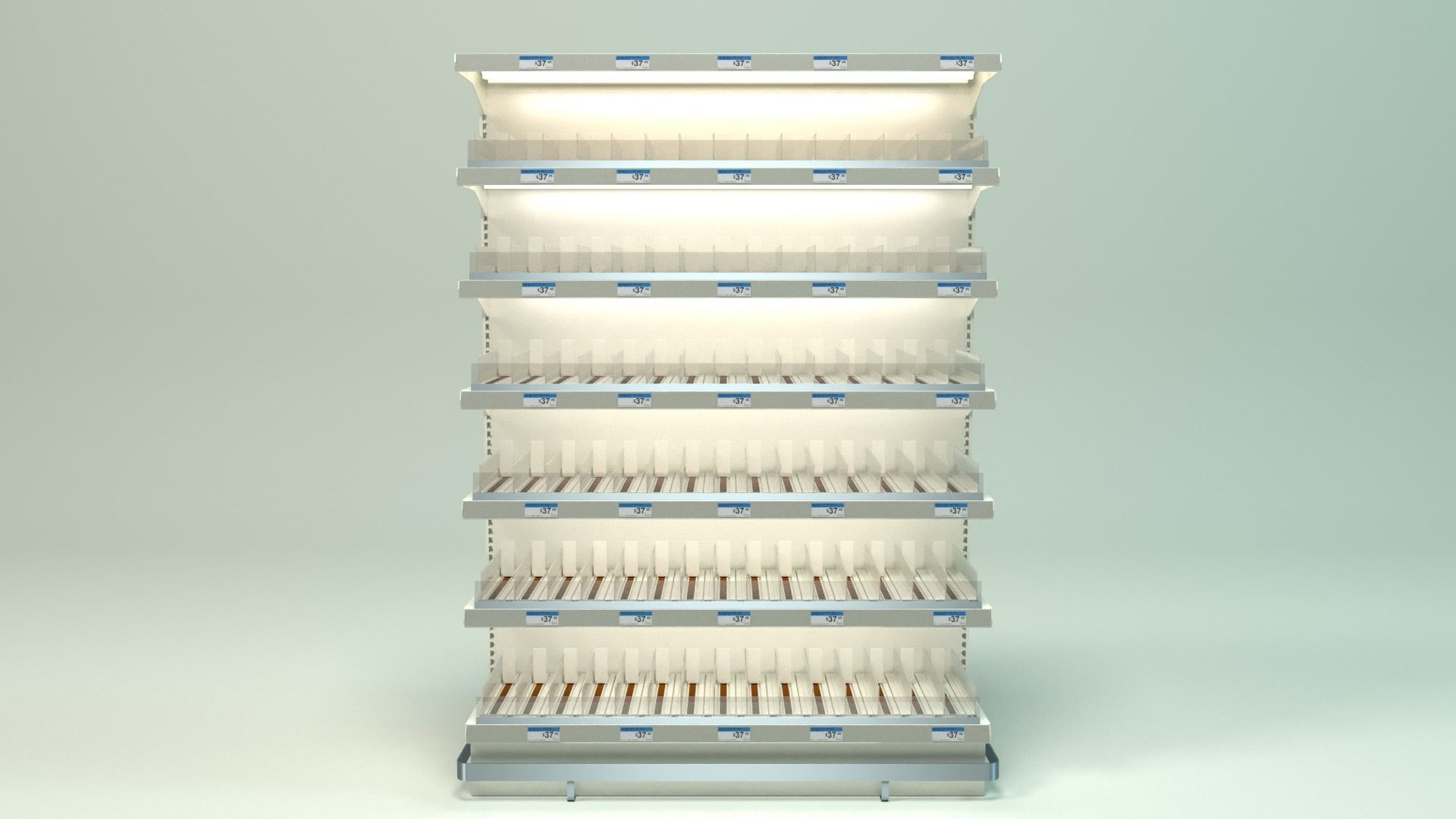 Supermarket Gondola with pusher system 3D model_5