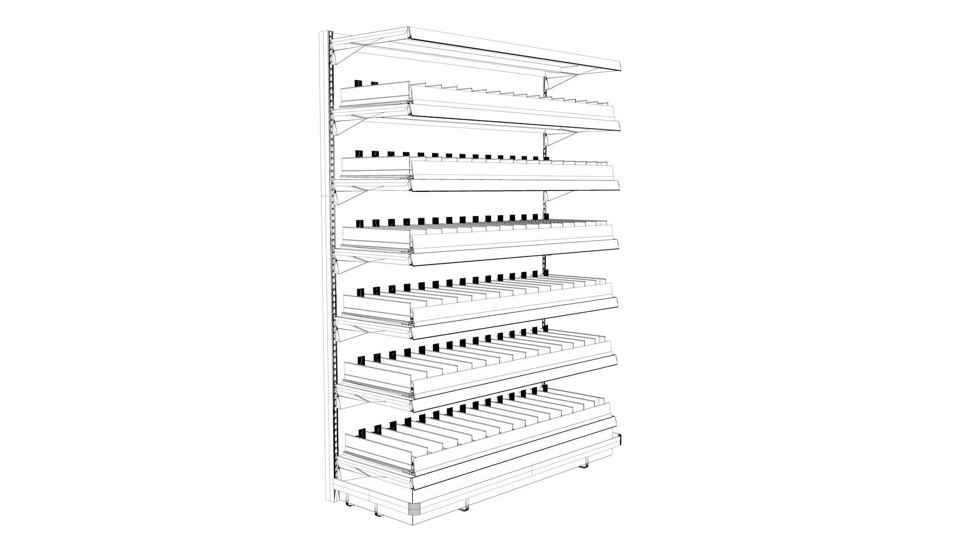Supermarket Gondola with pusher system 3D model_8