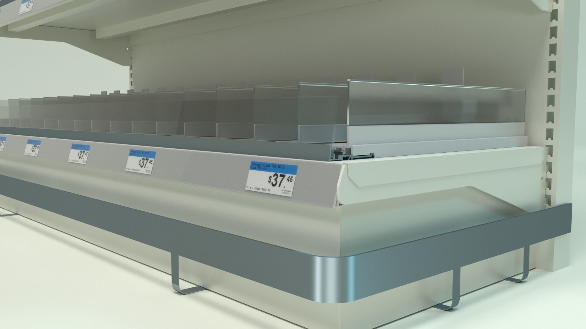 Supermarket Gondola with pusher system 3D model_2