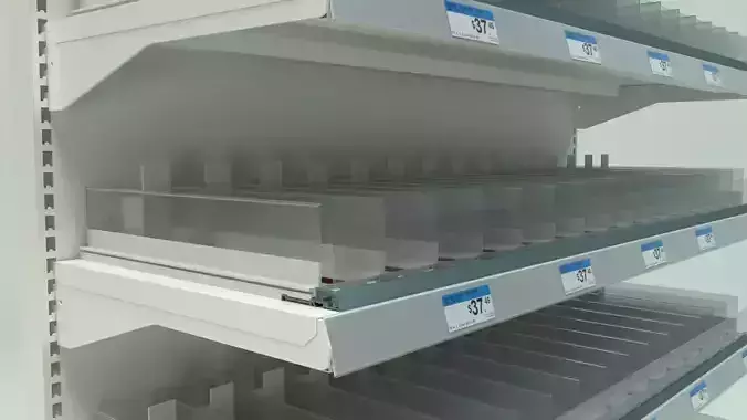 Supermarket Gondola with pusher system 3D model