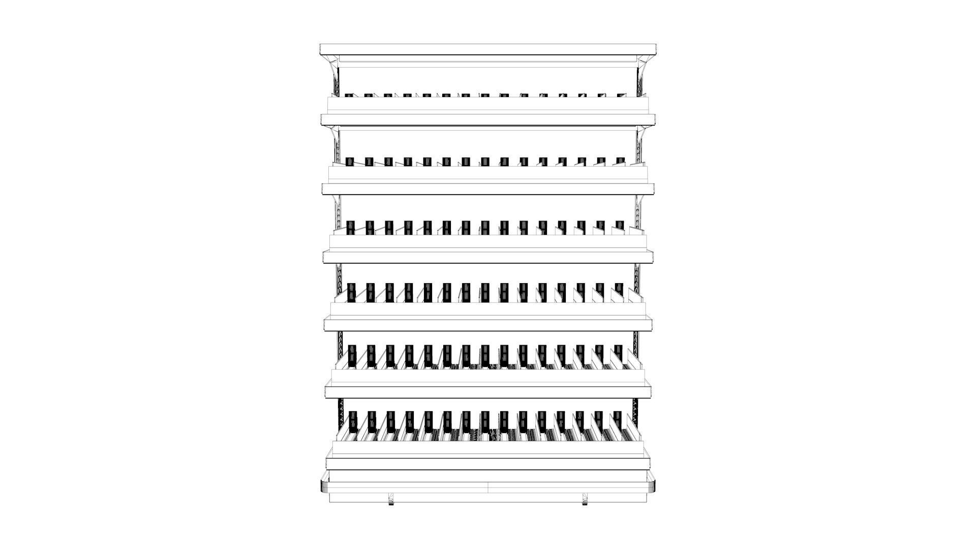 Supermarket Gondola with pusher system 3D model_9