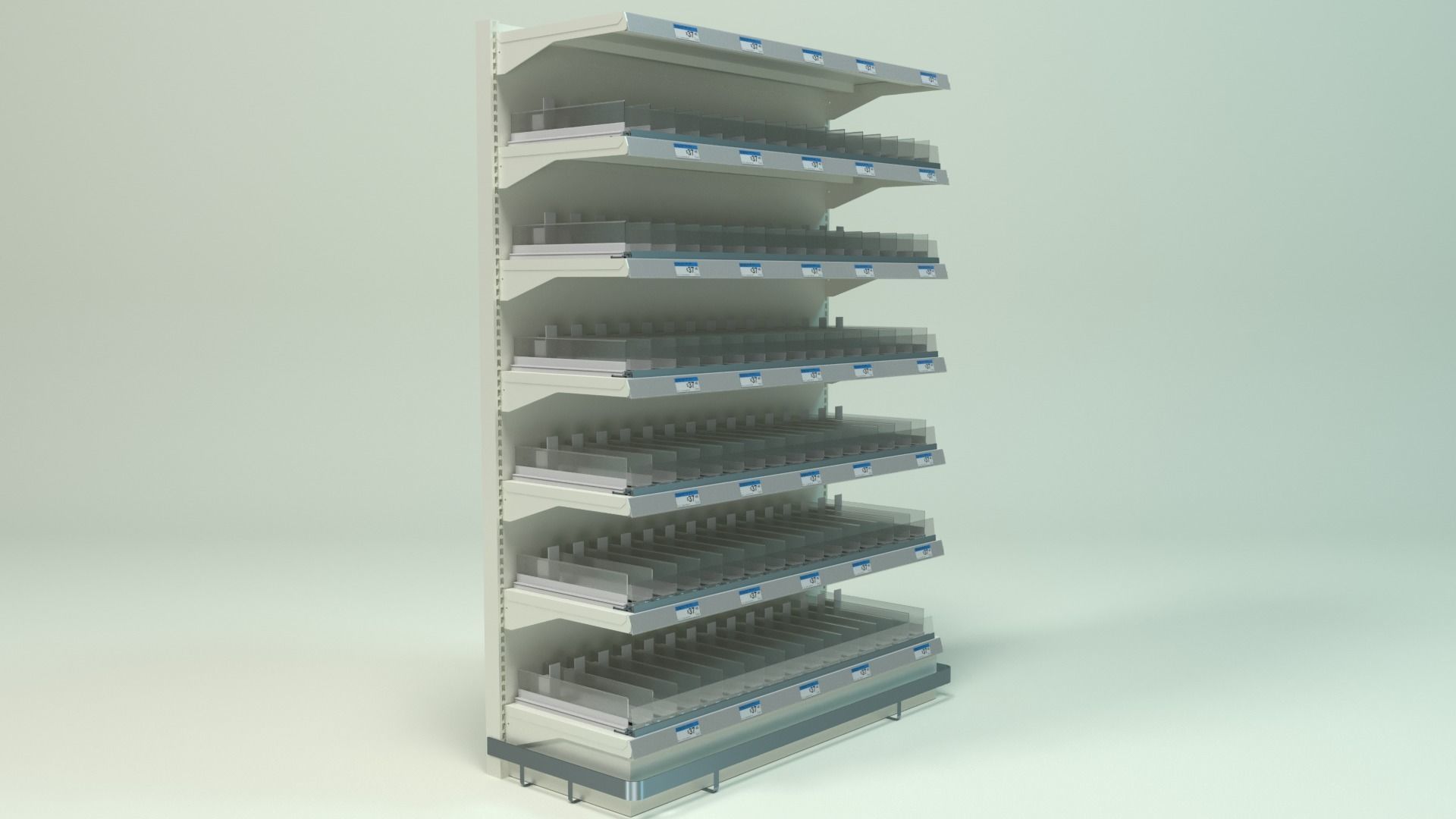 Supermarket Gondola with pusher system 3D model_4