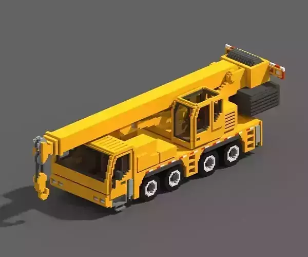Voxel Crane Truck Low-poly 3D model