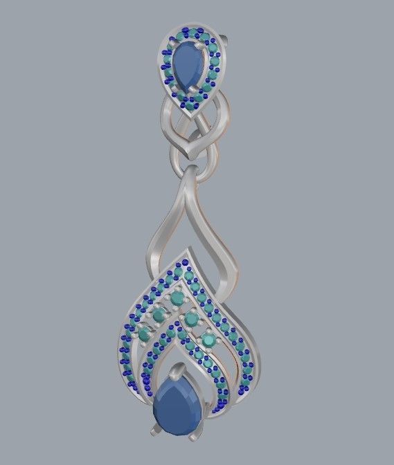 Women earrings with gems and diamonds 3dm stl vintage 3D print model_19