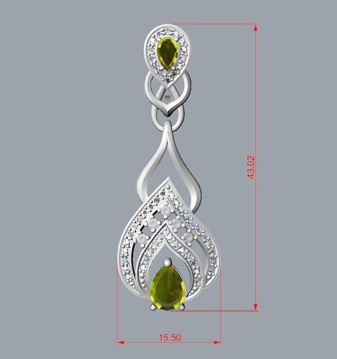 Women earrings with gems and diamonds 3dm stl vintage 3D print model_18