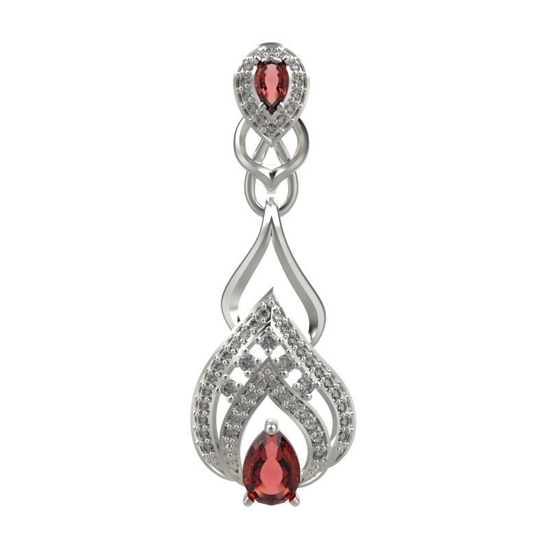 Women earrings with gems and diamonds 3dm stl vintage 3D print model_10