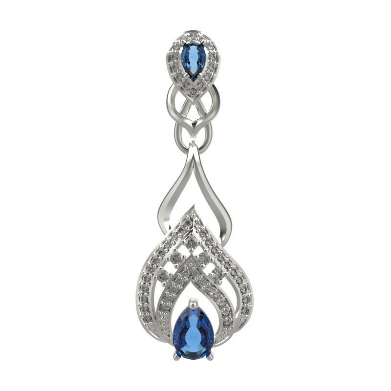 Women earrings with gems and diamonds 3dm stl vintage 3D print model_11