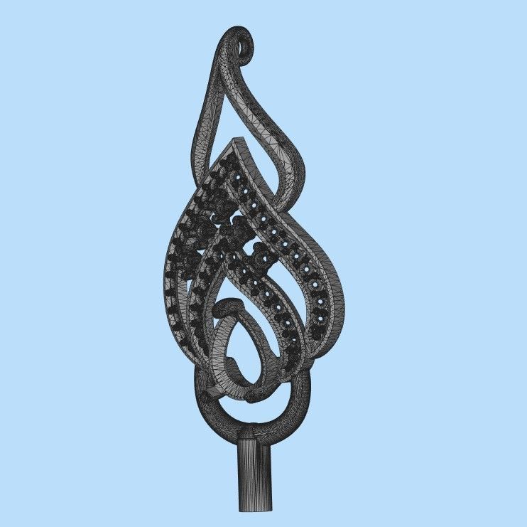 Women earrings with gems and diamonds 3dm stl vintage 3D print model_27