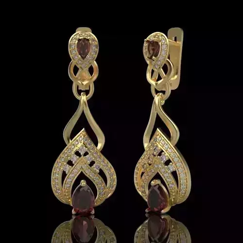 Women earrings with gems and diamonds 3dm stl vintage 3D print model