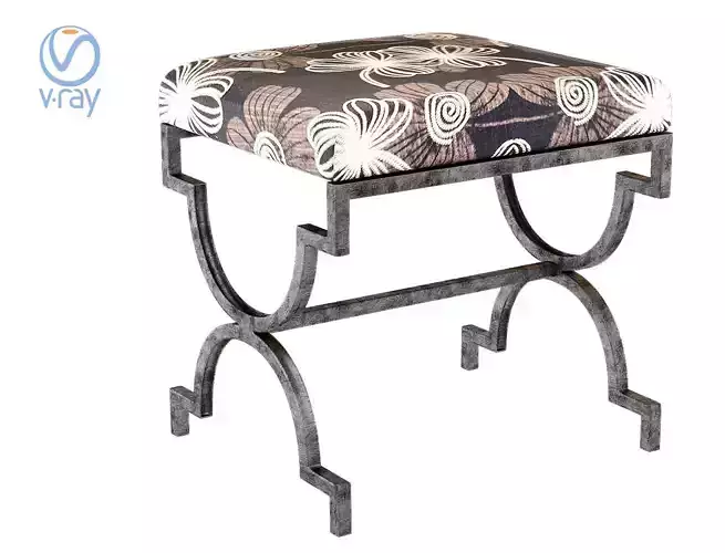 Cream Bench Textile with Metal