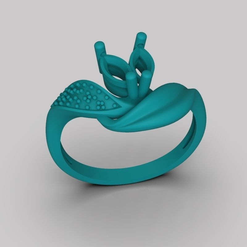 Women  Ring with 2 marquise and diamonds 3dm stl 3D print model 3D print model_9