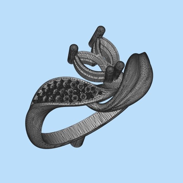 Women  Ring with 2 marquise and diamonds 3dm stl 3D print model 3D print model_19