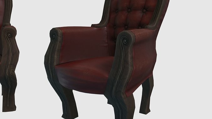 Low Poly Victorian Furniture Set 3D model 4