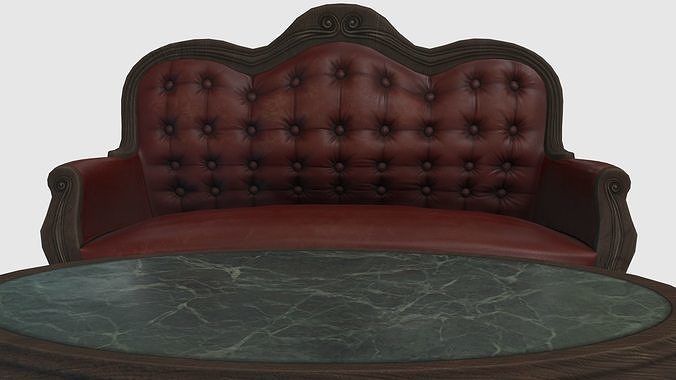 Low Poly Victorian Furniture Set 3D model 5