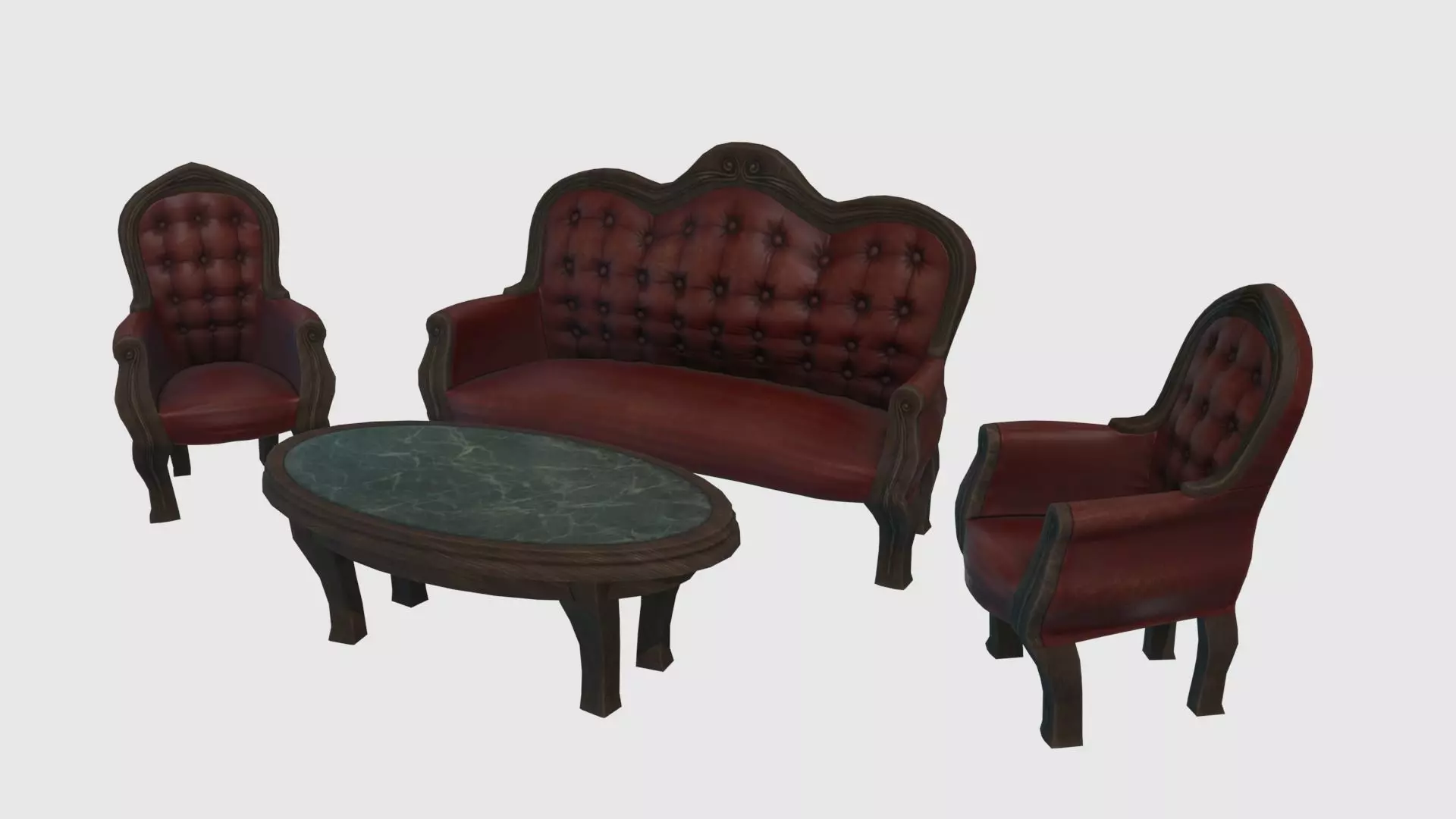 Low Poly Victorian Furniture Set 3D model