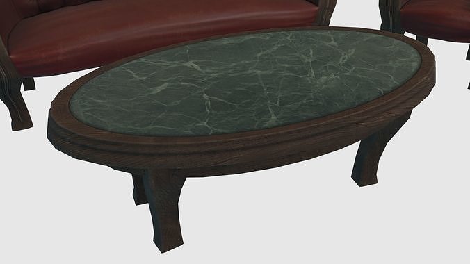 Low Poly Victorian Furniture Set 3D model 7