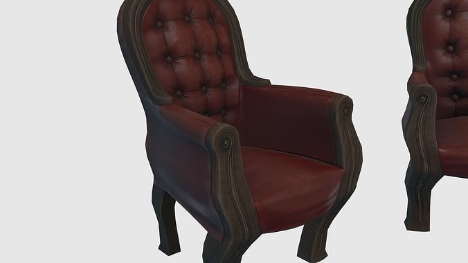 Low Poly Victorian Furniture Set 3D model 3