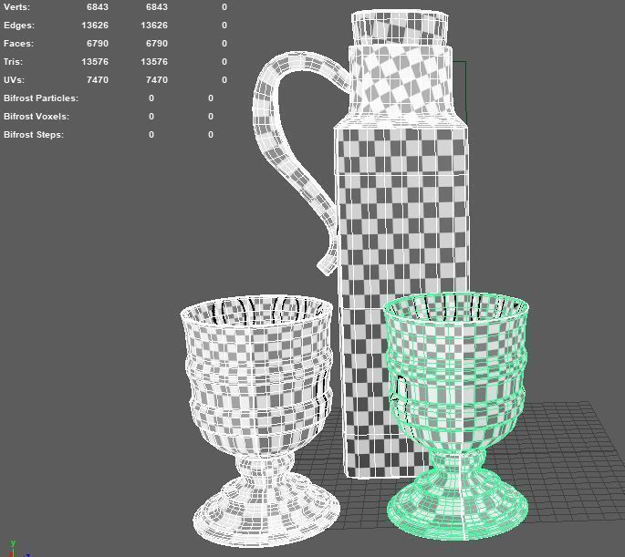 Antique Terracotta Whisky Jar with two cups 3D model_3