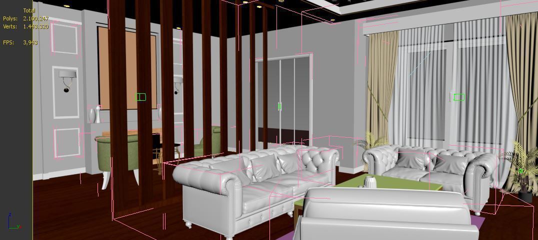 Living Room Low-poly 3D model_6