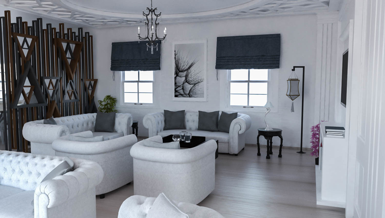 Living Room Low-poly 3D model_1