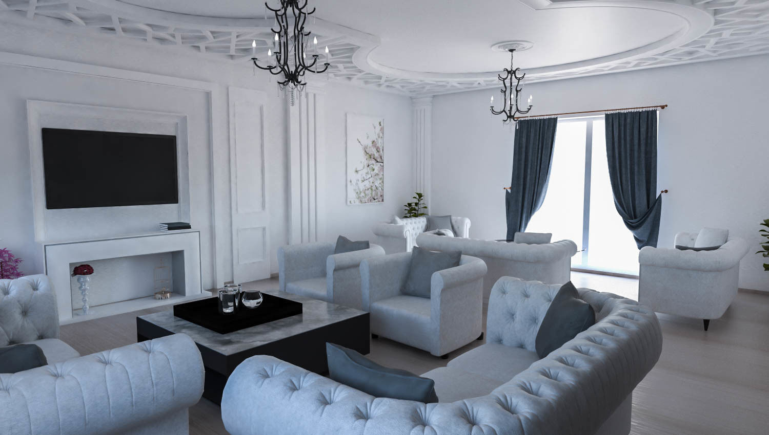 Living Room Low-poly 3D model_3