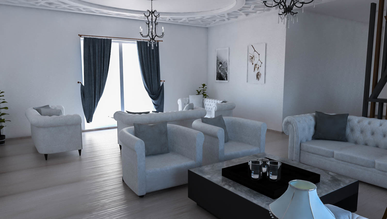 Living Room Low-poly 3D model_2